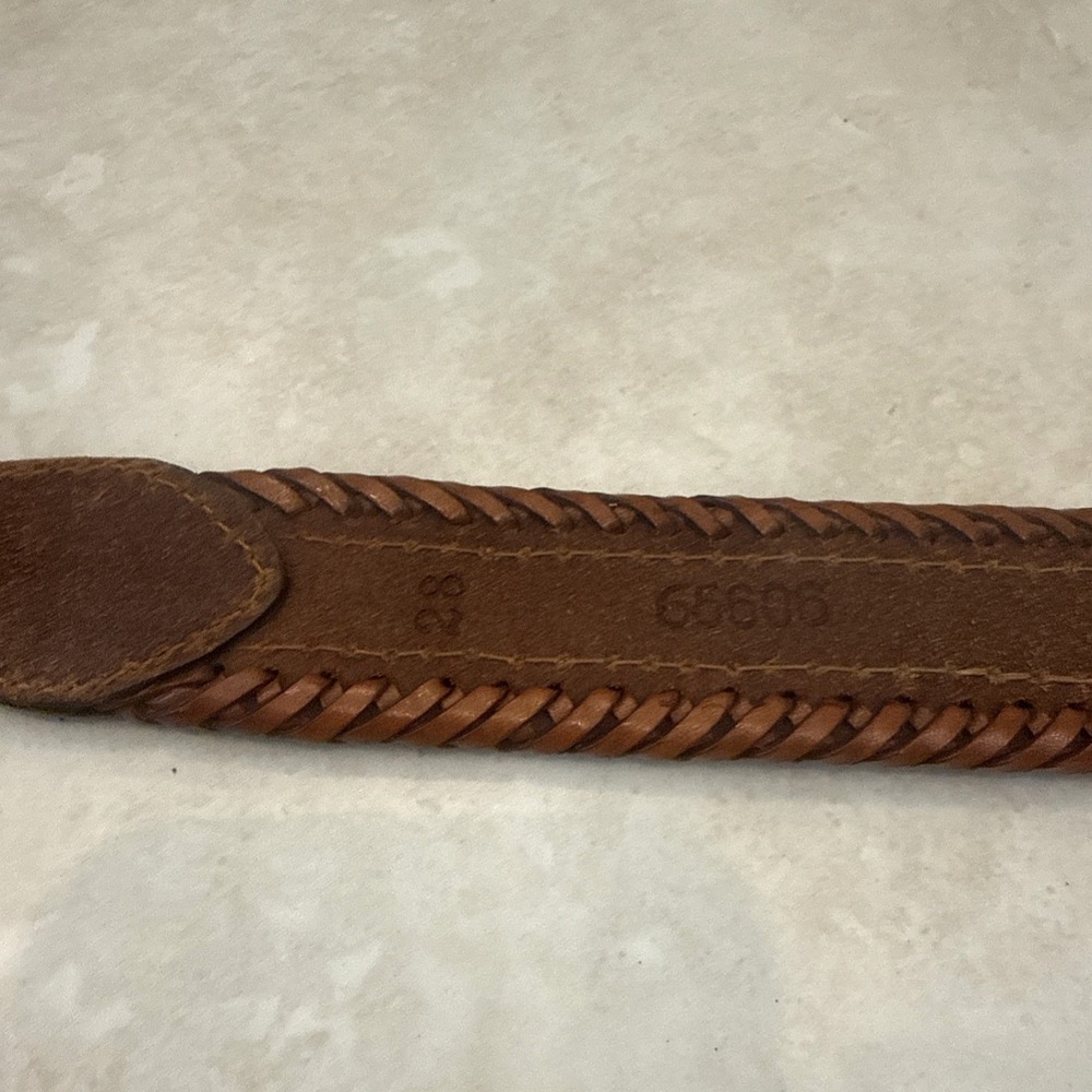 Vtg Southwestern Western Brown Leather Beaded Belt Sz 28 Native American Folk - Picture 5 of 11